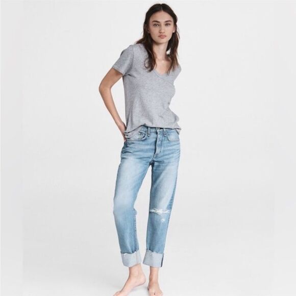 Rag and Bone Rosa Mid-Rise Boyfriend Jeans In Jones - Picture 2 of 9